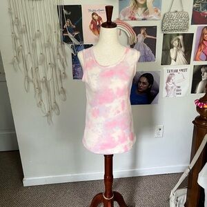Wonder Nation Pink and Cream Tie-Dye Tank Top